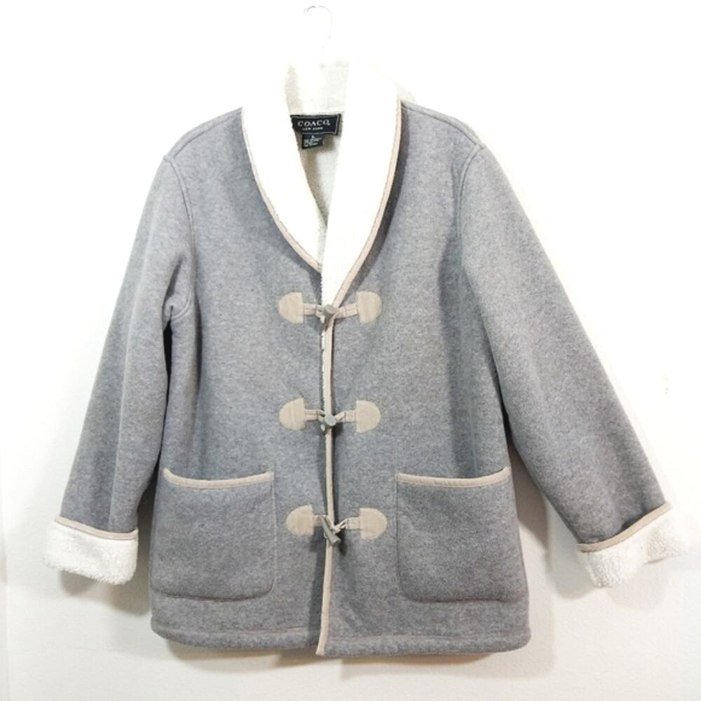 Coaco NY thick fleece sherpa lined toggle button coat L